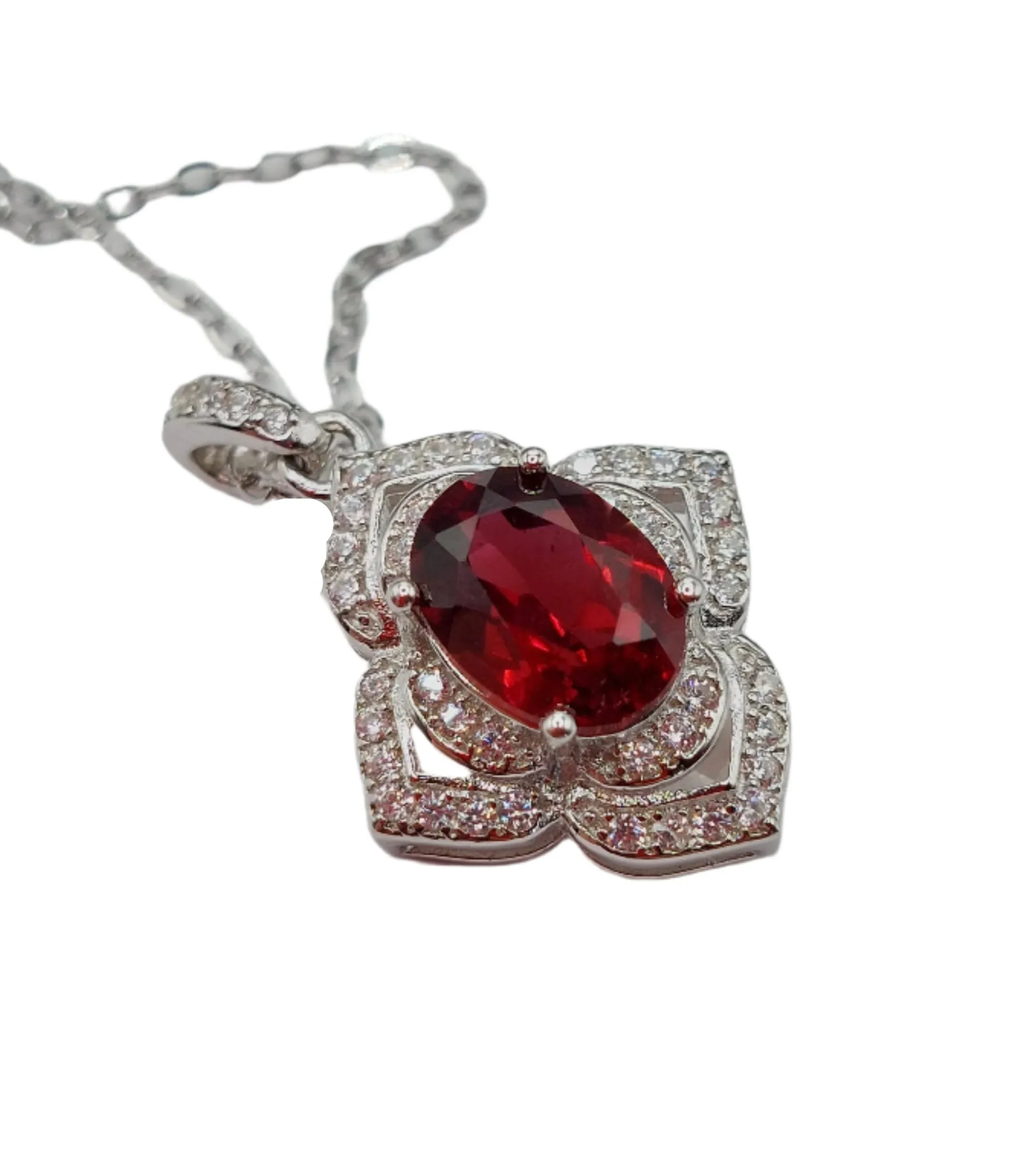 925 sterling silver necklace with natural  garnet