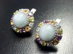 Aquamarine Victorian Earrings - Colorful Flower Earrings - Multistone Earrings