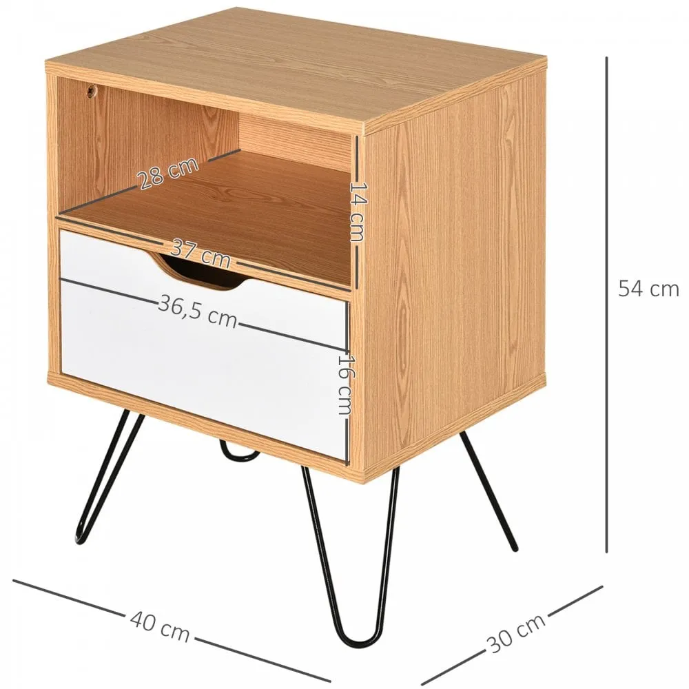 Particle Board Duo-Compartment Bedside Table Brown/White