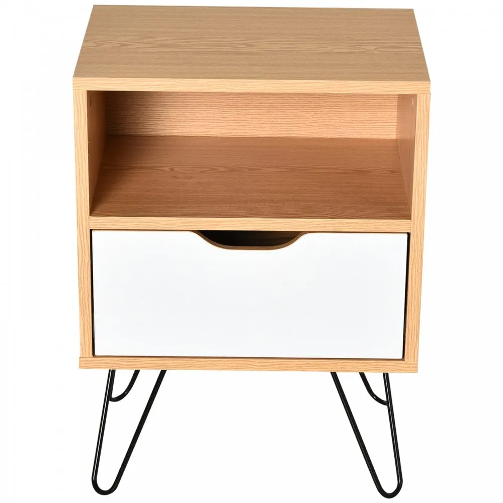 Particle Board Duo-Compartment Bedside Table Brown/White