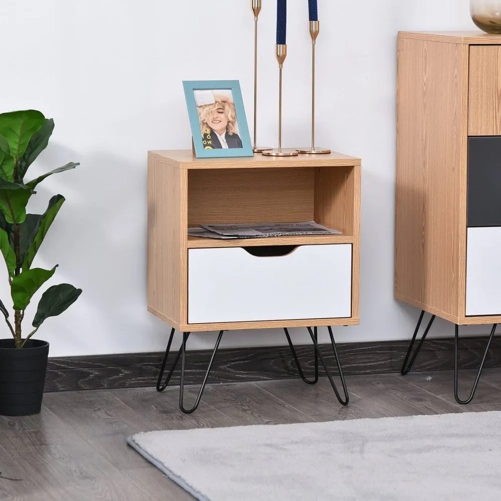 Particle Board Duo-Compartment Bedside Table Brown/White