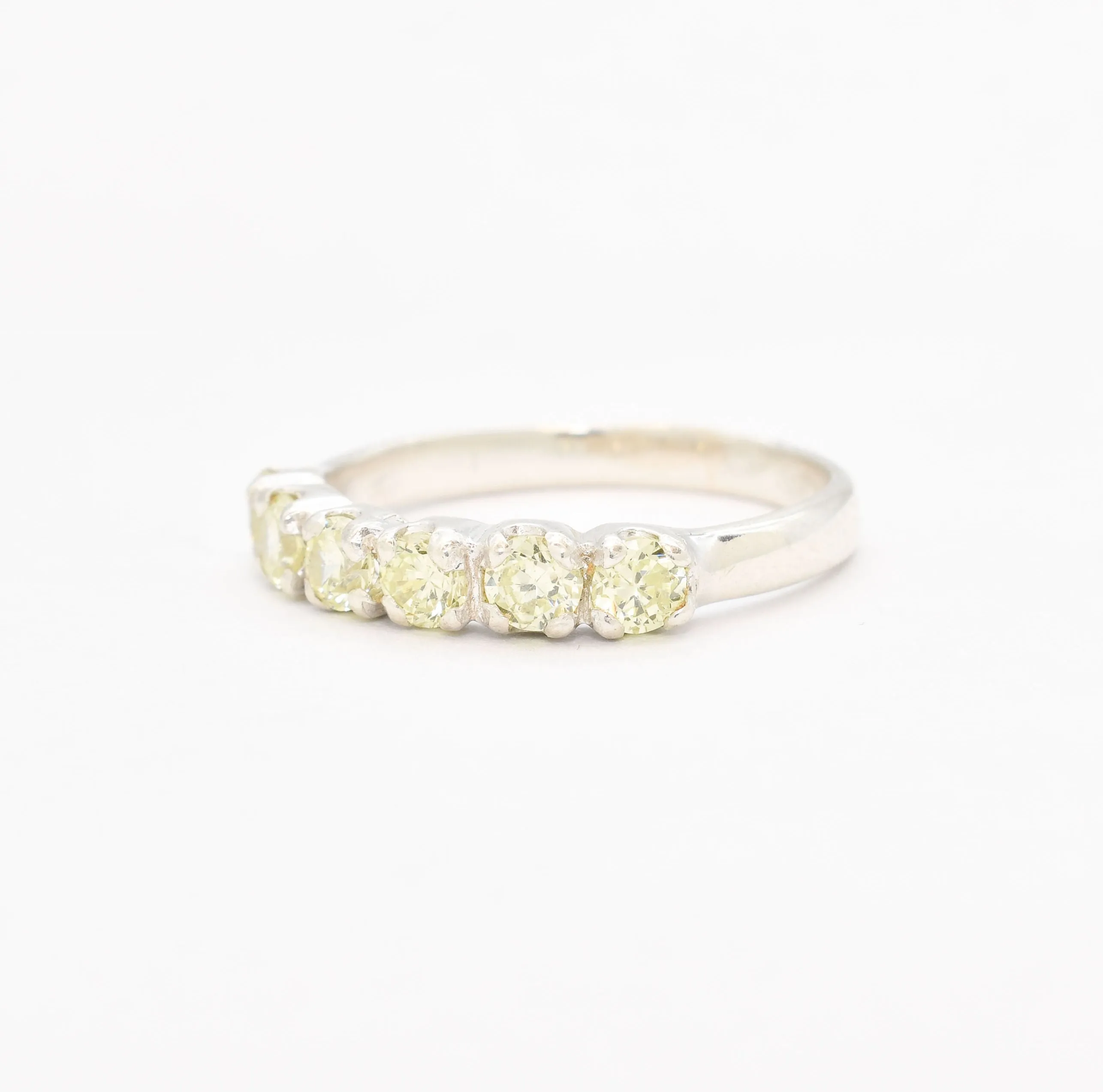 Peridot Ring - Half Eternity Band - Green Stackable Ring