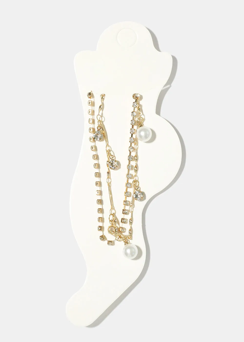 Rhinestone & Pearl Anklet