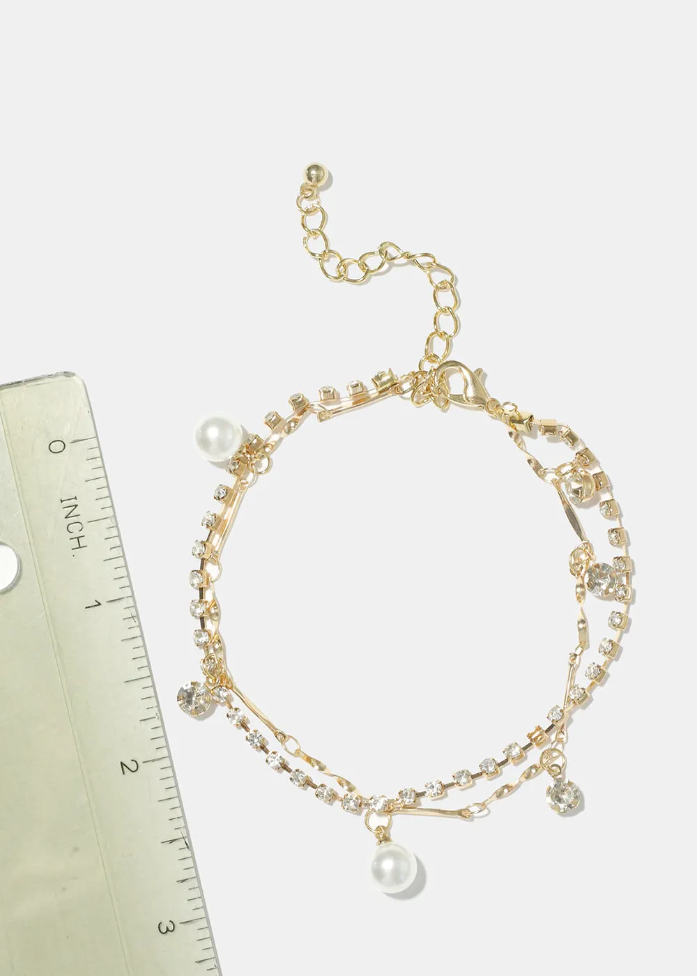 Rhinestone & Pearl Anklet