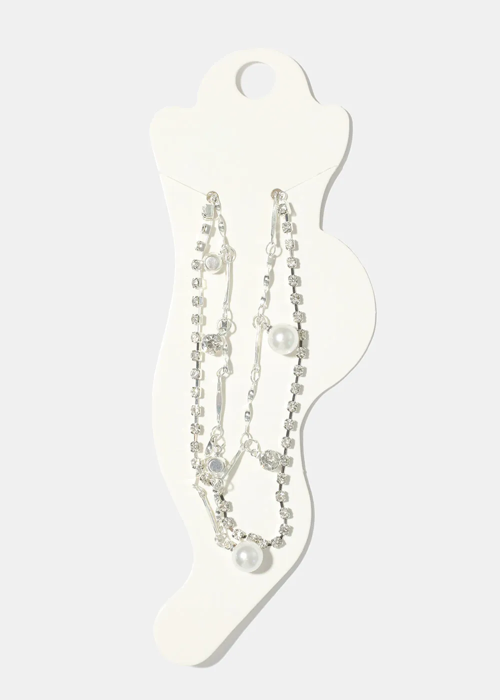 Rhinestone & Pearl Anklet