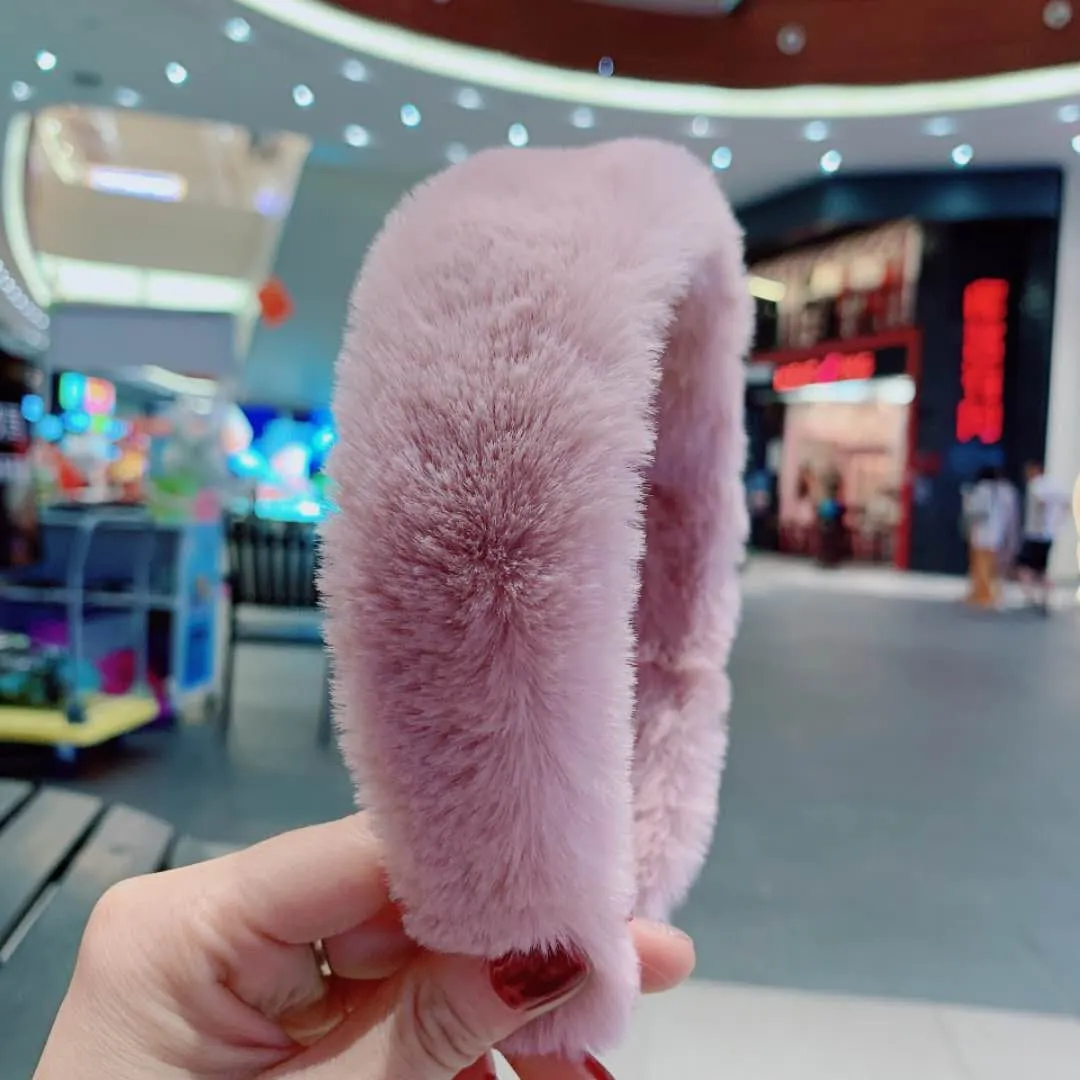 Solid color sweet retro ladylike plush fur headband (OA0034)