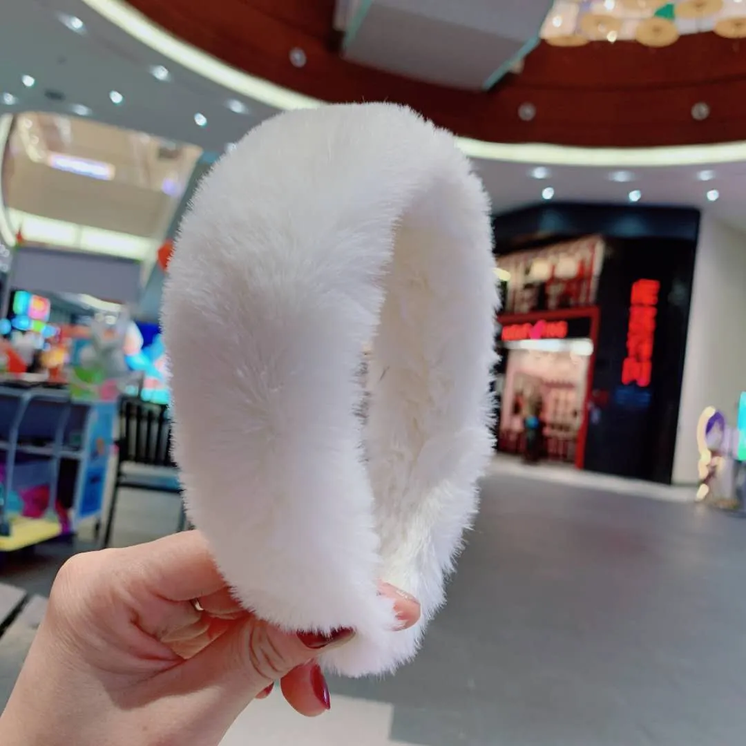 Solid color sweet retro ladylike plush fur headband (OA0034)