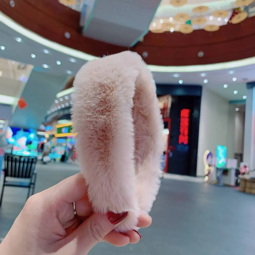 Solid color sweet retro ladylike plush fur headband (OA0034)