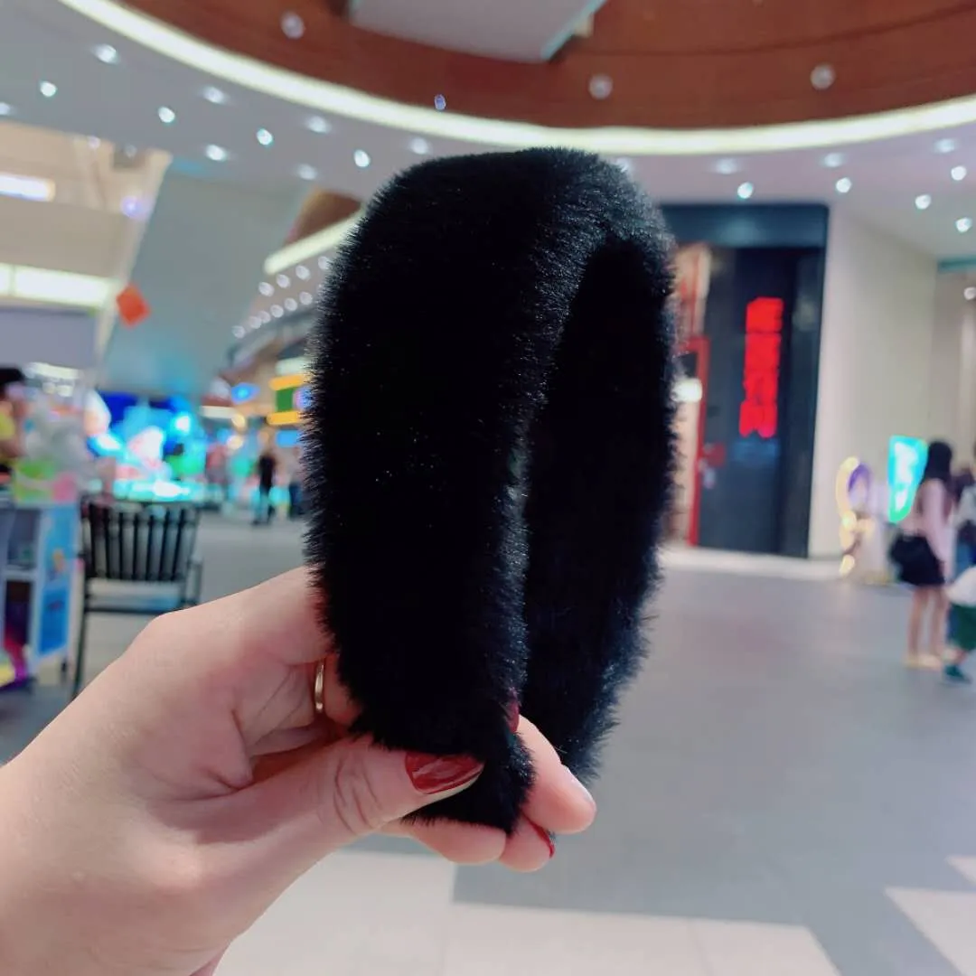 Solid color sweet retro ladylike plush fur headband (OA0034)