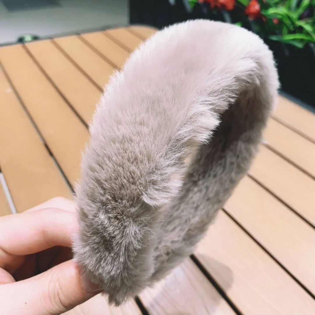 Solid color sweet retro ladylike plush fur headband (OA0034)