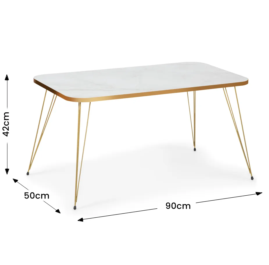 Tigris Rectangle Coffee Table - White & Gold Marble