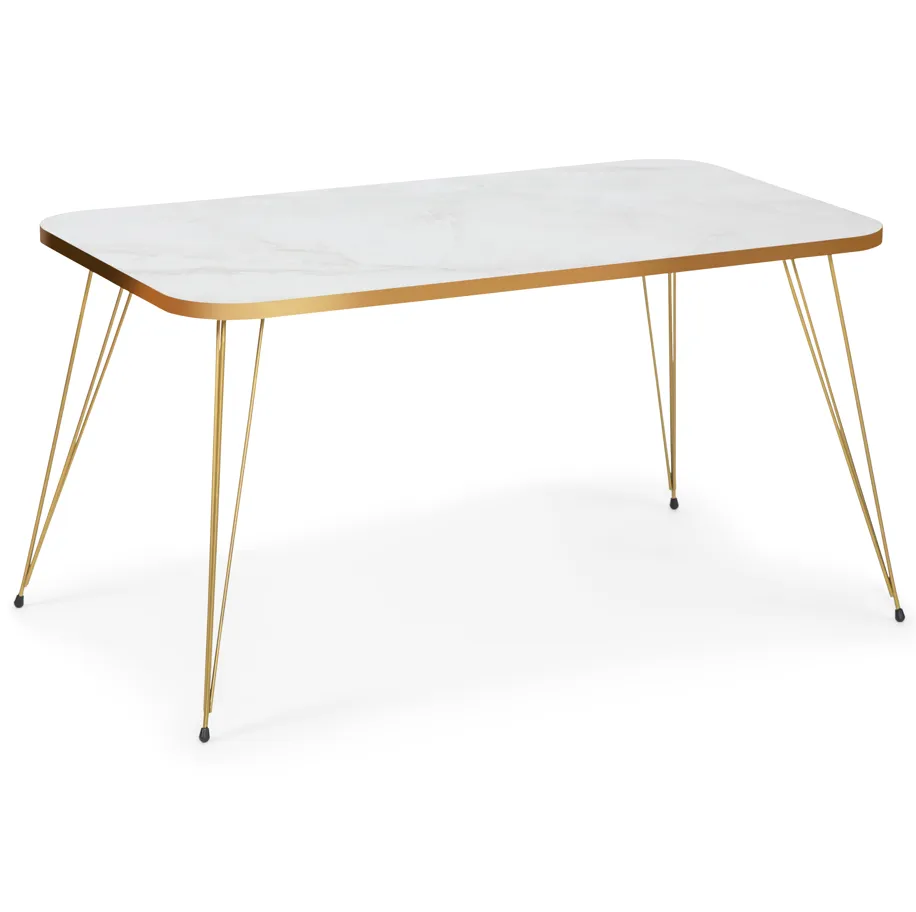 Tigris Rectangle Coffee Table - White & Gold Marble