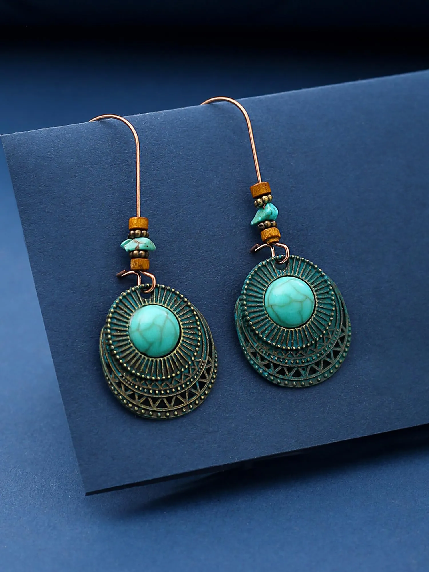 Yellow Chimes Dangler Earrings for Women | Fashion Blue Stone Earrings for Women | Vintage Boho Style Drop Long Earrings for Girls | Birthday Gift for Girls Anniversary Gift for Women